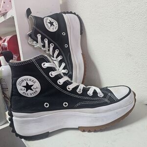 Converse Run Star Hike Black Canvas Shoes Sneakers 166800C Womens Size 7 men 5.5